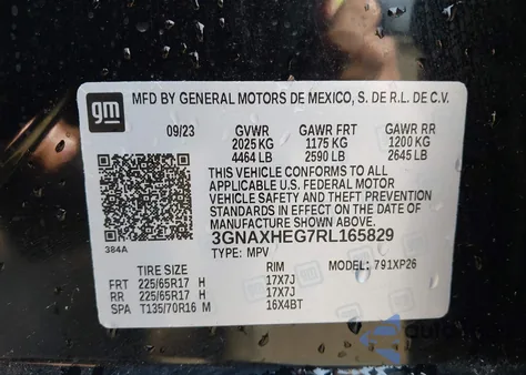 2024 Chevrolet Equinox Fwd Ls из США, поврежденный, VIN 3GNAXHEG7RL165829